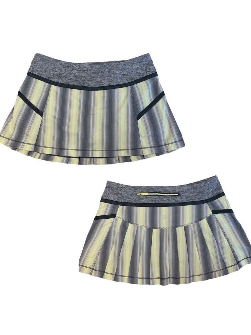 𝅺LULULEMON run reflection skirt gray yellow Sz 8